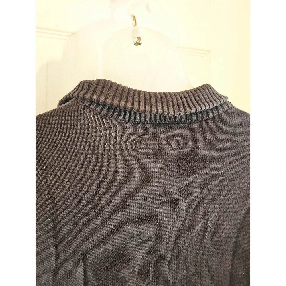 Tesla 1/4 Zip Sweater Pullover Long Sleeve Mens Large Black Cotton Blend Auto